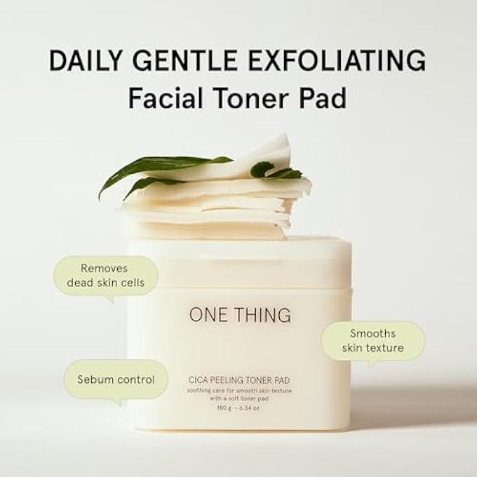 ONE THING CICA PEELING TONER PAD 6.34 OZ, 65 PADS | VEGAN SOOTHING CALMING EXFOLIATING PURIFYING HYDRATING FACIAL COTTON TONER PADS FOR ALL, SENSITIVE SKIN, PORE BLACKHEAD CARE | KOREAN SKINCARE - Image 2